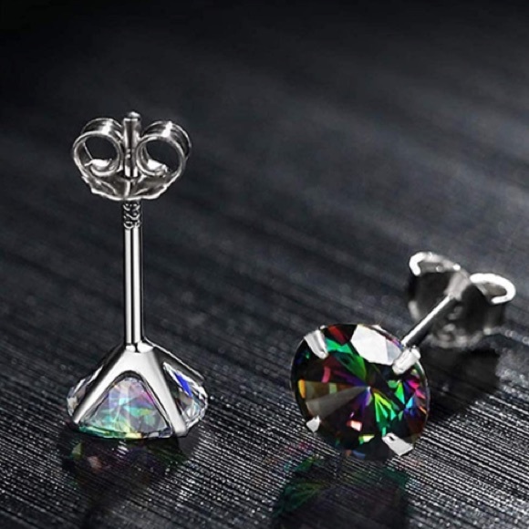 4MM Rainbow Quartz Earrings - Picture 3 of 5